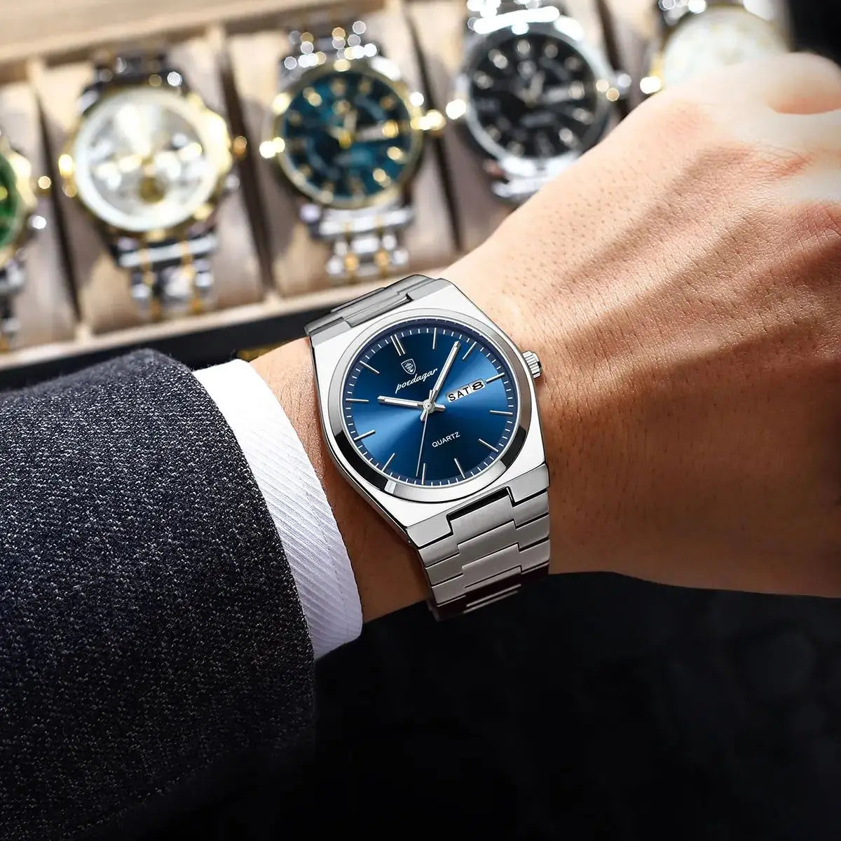 Reloj delgado Poedagar de acero inoxidable - Maveryck